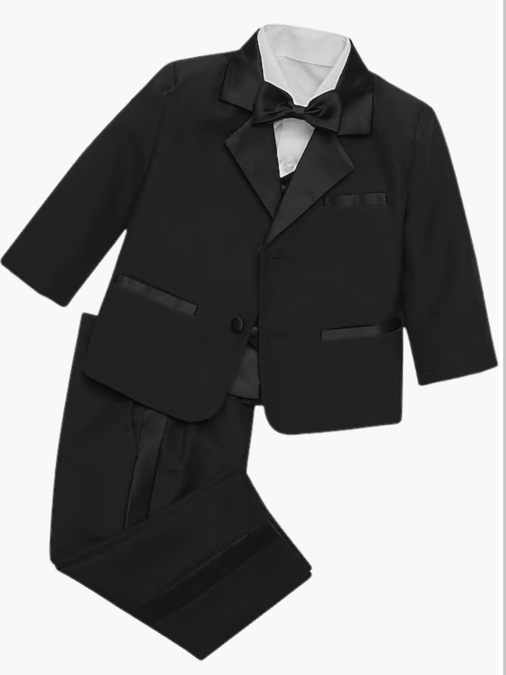 5 piece Classic Black Boys' Tuxedo Set with Bow Tie